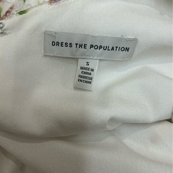 DRESS THE POPULATION Wren Tie Shoulder Midi Dress Floral Lace - Picture 7 of 9